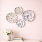 Mixed Pattern Floral Decorative Plates for Wall Display – Set of 4