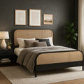 Cavara Modern King Size Bed With Upholstered Headboard