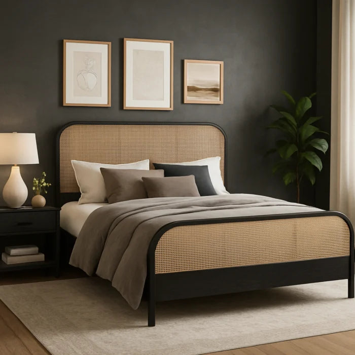 Cavara Modern King Size Bed With Upholstered Headboard