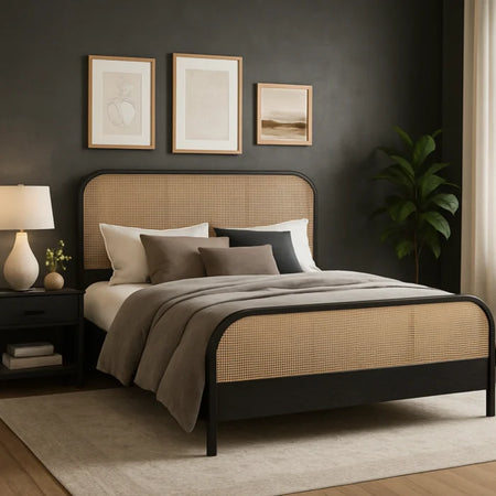 Cavara Modern King Size Bed With Upholstered Headboard