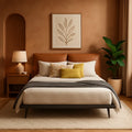 Noir Frame Modern King Size Bed With Upholstered Headboard