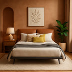 Noir Frame Modern King Size Bed With Upholstered Headboard