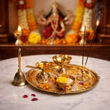 Divine Puja Thali Set with Diya, Roli Container & Puja Accessories