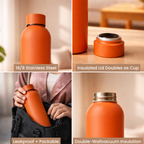 Insulated Stainless Steel Water Bottle (500ml) | Hot & Cold Vacuum Flask upto 18 hrs