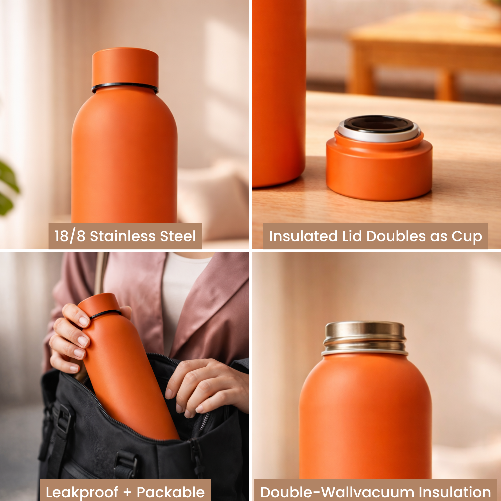 Insulated Stainless Steel Water Bottle (500ml) | Hot & Cold Vacuum Flask upto 18 hrs