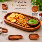 Woodland Edge Wooden Serving Platter | Rustic Cheese Board, Snack & Appetiser Serving Tray