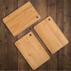 Rectangle Wooden Chopping Board Set of 3 with Stand | Solid Wood Cutting Boards for Kitchen & Serving