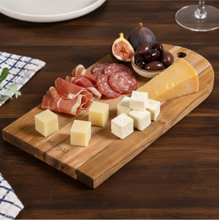Rustiq Wooden Chopping Board with Handle | Solid Wood Cutting & Serving Board for Kitchen
