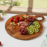 Round Wooden Chopping Board Set of 3 with Stand | Multi-Purpose Cheese & Snack Boards
