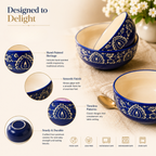 Indigo Glass Dessert Bowl Set | Ice Cream, Snack & Serving Bowls – Set of 6