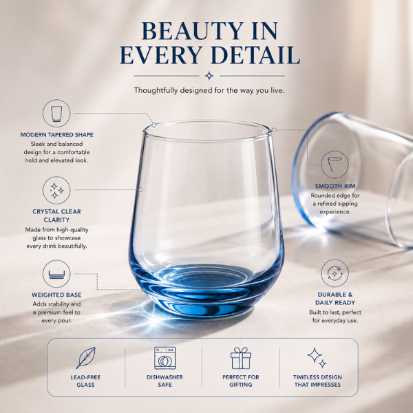 Bluemist Juice Glasses – Blue Tinted Modern Drinkware Set of 6