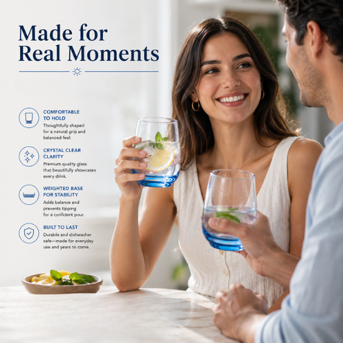 Bluemist Juice Glasses – Blue Tinted Modern Drinkware Set of 6