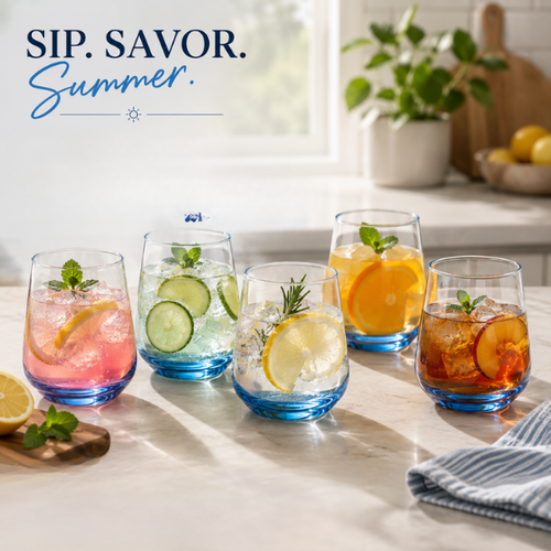 Bluemist Juice Glasses – Blue Tinted Modern Drinkware Set of 6