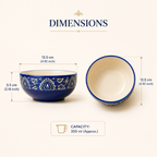 Indigo Glass Dessert Bowl Set | Ice Cream, Snack & Serving Bowls – Set of 6