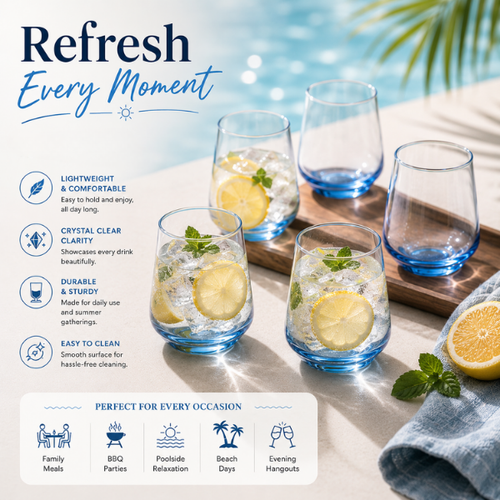Bluemist Juice Glasses – Blue Tinted Modern Drinkware Set of 6