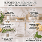 Eco-Chic Glass Tumbler Set of 2 with Bamboo Lid & Straw