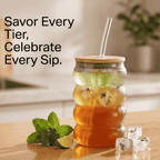 Smoky Grey Ribbed Glass Tumbler Set of 2 with Lid & Straw