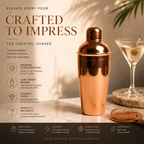 Copper Cocktail Shaker | Stainless Steel Bar Shaker for Cocktails & Mocktails