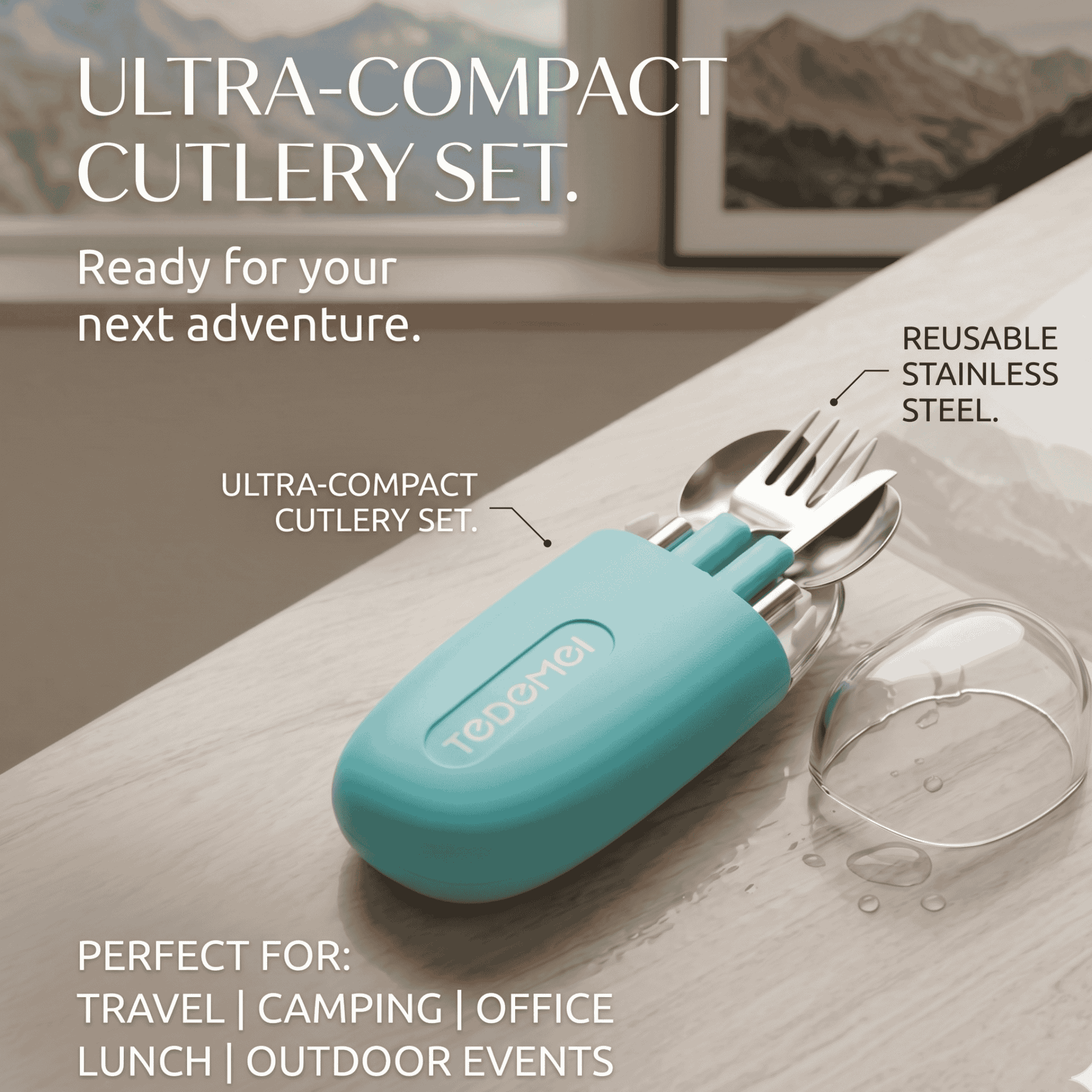 Portable Stainless Steel Travel Cutlery Set with Case