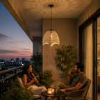 AuraGlow Hanging Ceiling Lamp – Bamboo Dome Pendant