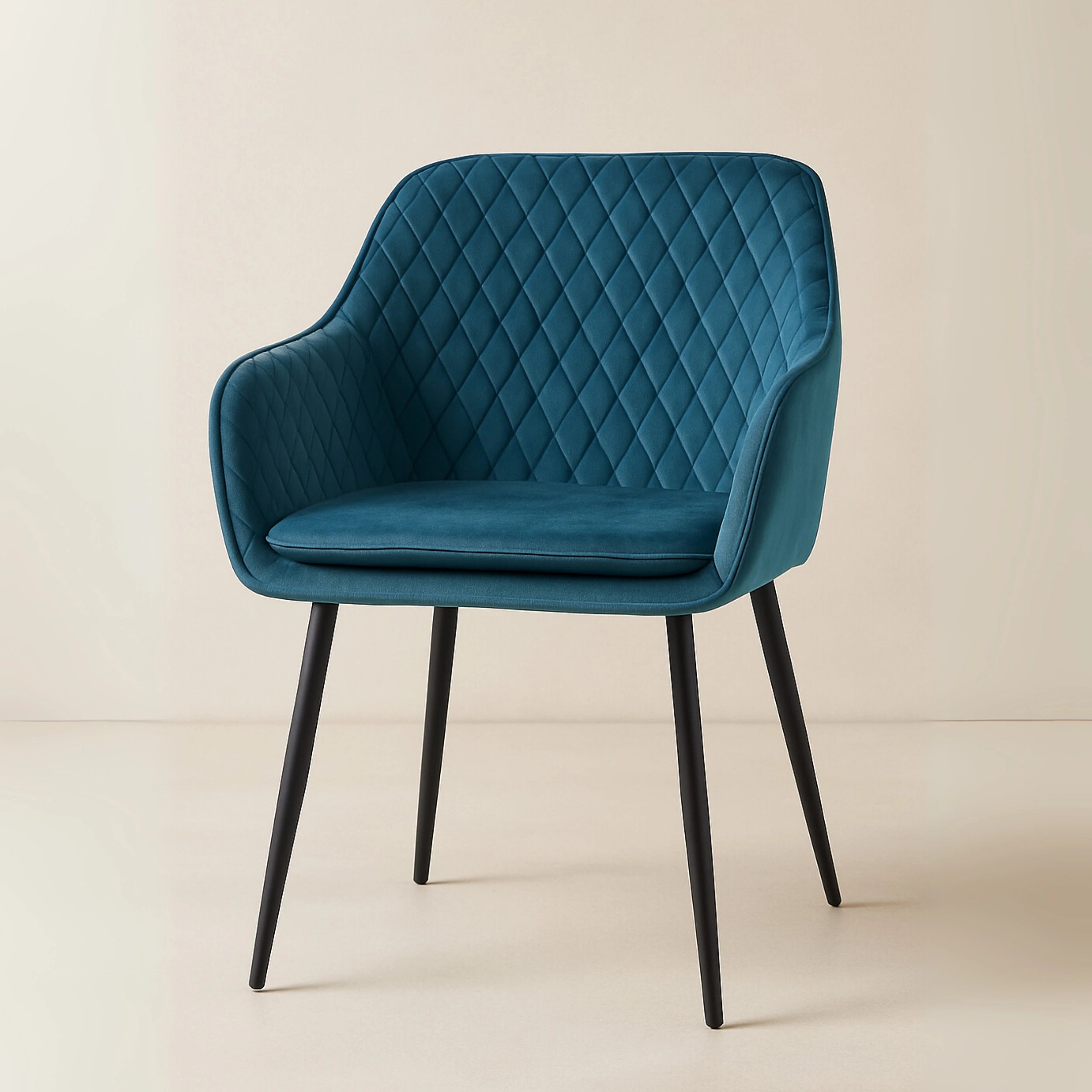 Quilt Upholstered Dining Chair with Wooden Legs