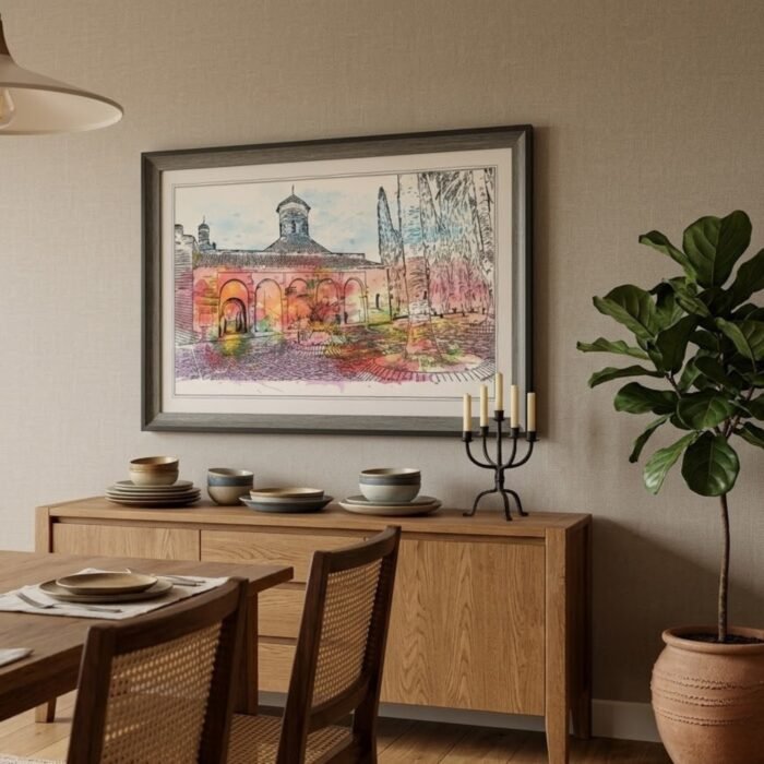 Sunset Courtyard Wall Art for Living Room & Bedroom Decor