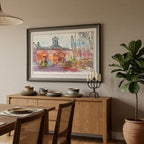 Sunset Courtyard Wall Art for Living Room & Bedroom Decor