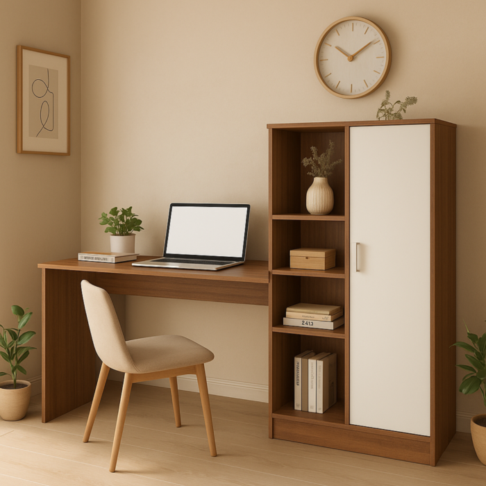 Quill Study Table with Storage Shelves