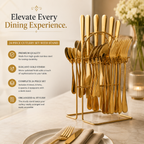 Regal Verde Cutlery Set-Stainless Steel Cutlery Set with Stand: 24pc