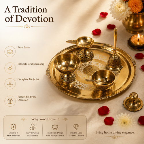 Divine Puja Thali Set with Diya, Roli Container & Puja Accessories