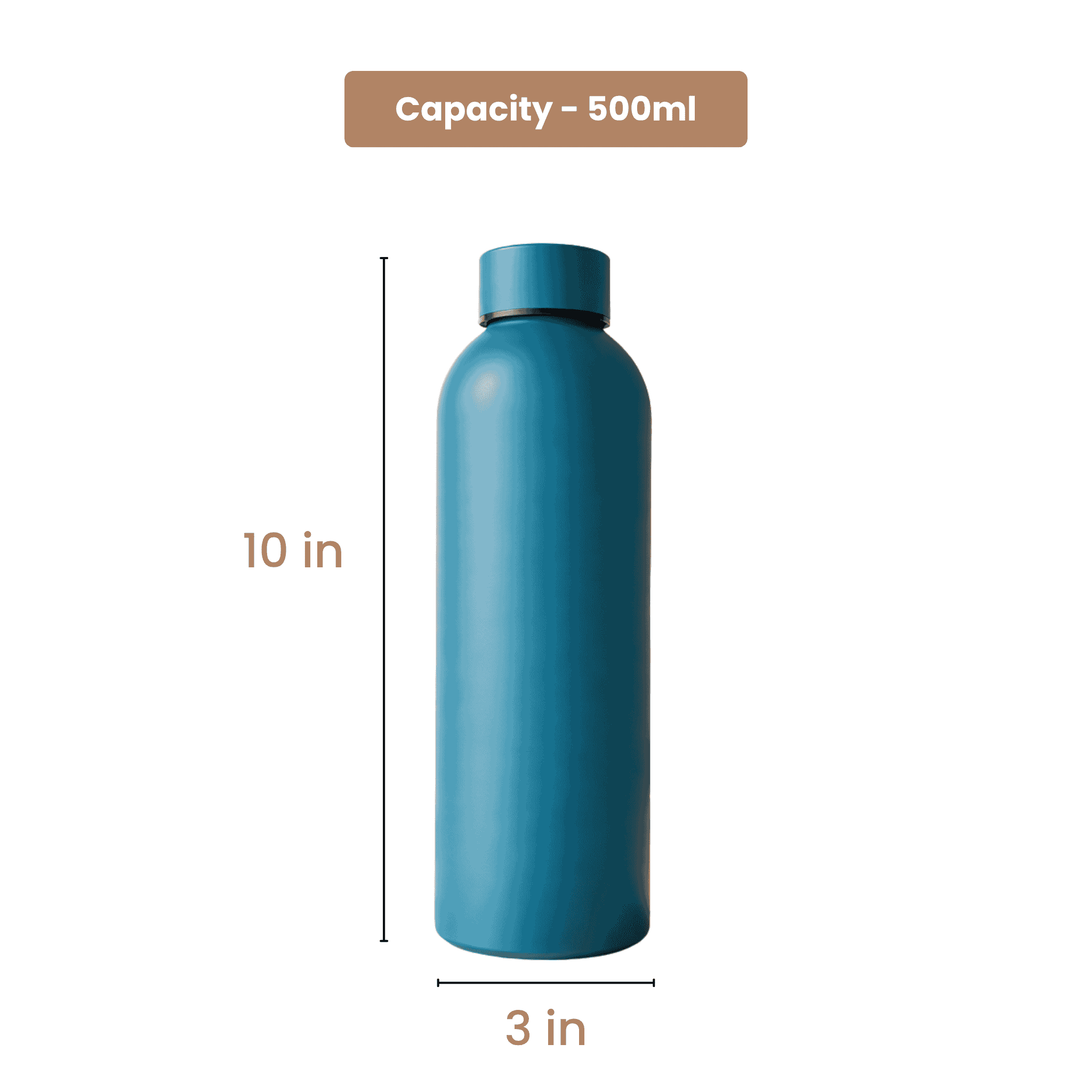 Insulated Stainless Steel Water Bottle (500ml) | Hot & Cold Vacuum Flask upto 18 hrs