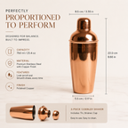Copper Cocktail Shaker | Stainless Steel Bar Shaker for Cocktails & Mocktails