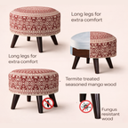 Boho Printed Upholstered Ottoman Stool