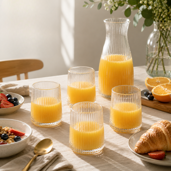 Rippleline Juice Glass Set – Textured Modern Drinkware Set of 6