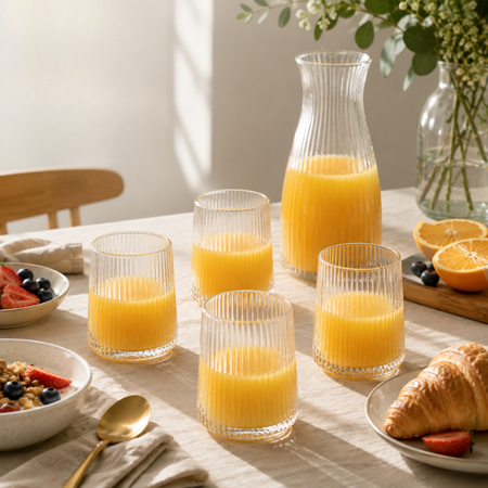 Rippleline Juice Glass Set – Textured Modern Drinkware Set of 6