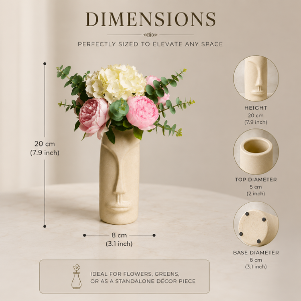 Abstract Face Ceramic Vase - Minimalist Human Portrait Design