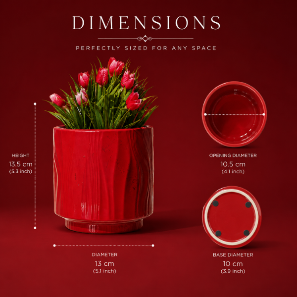 Crimson Glow Ceramic Decorative Vase - Medium Size