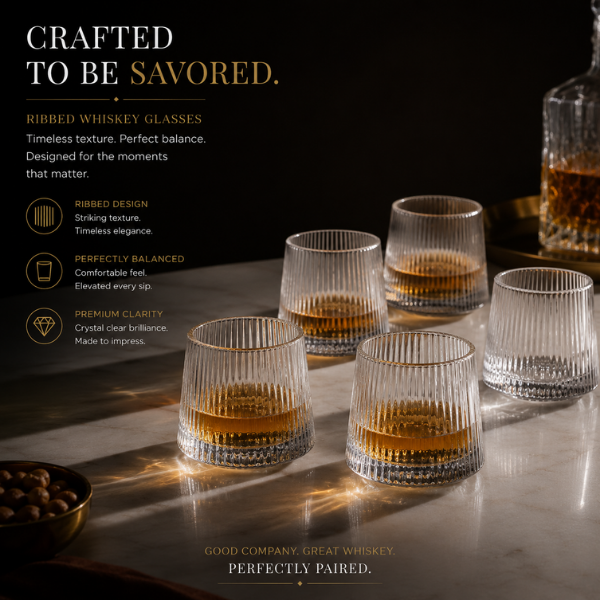 Whirlline Glass Set – 360 Rotatable Modern Drinkware Set of 6