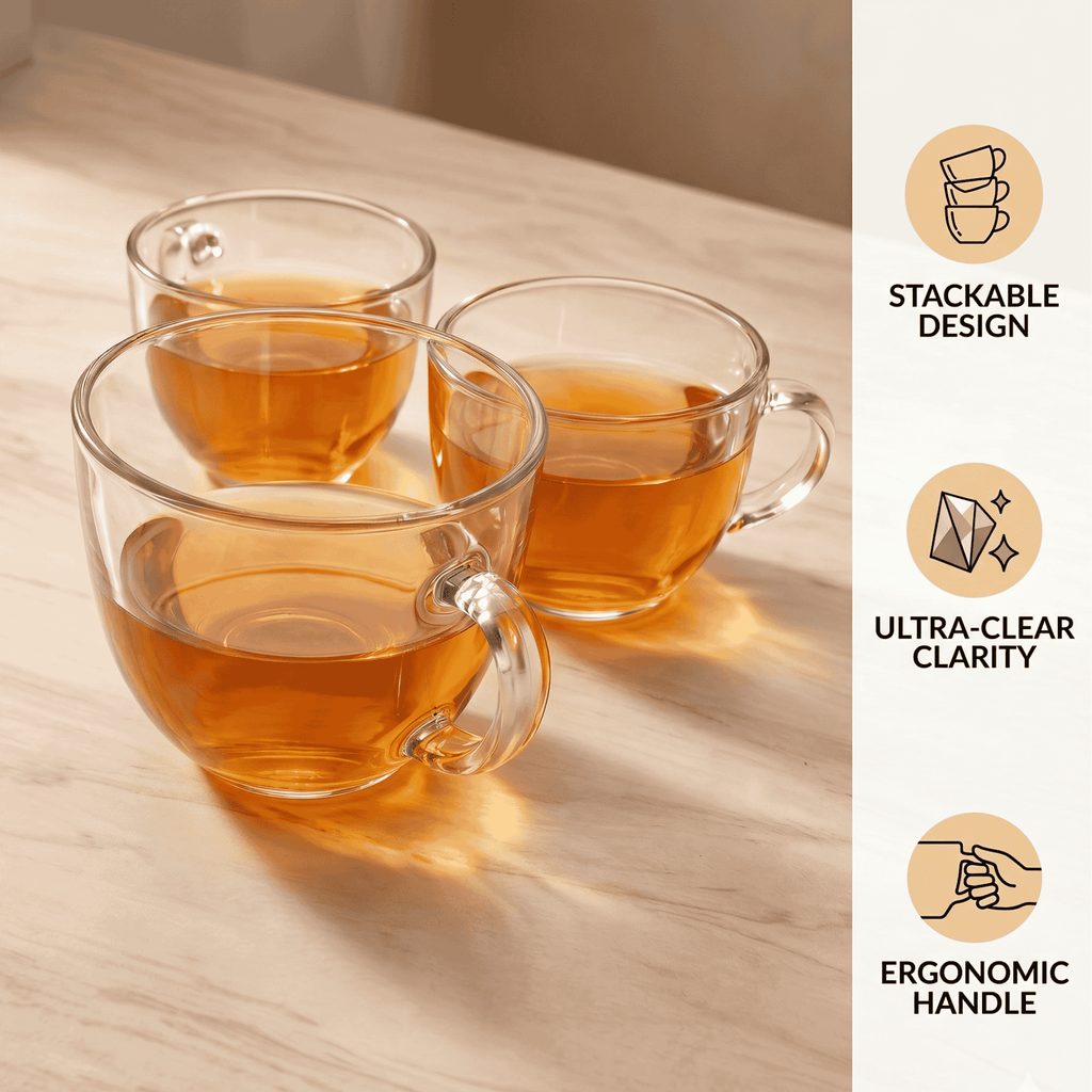 Transparent Premium Clear Glass Coffee Cups Set of 2