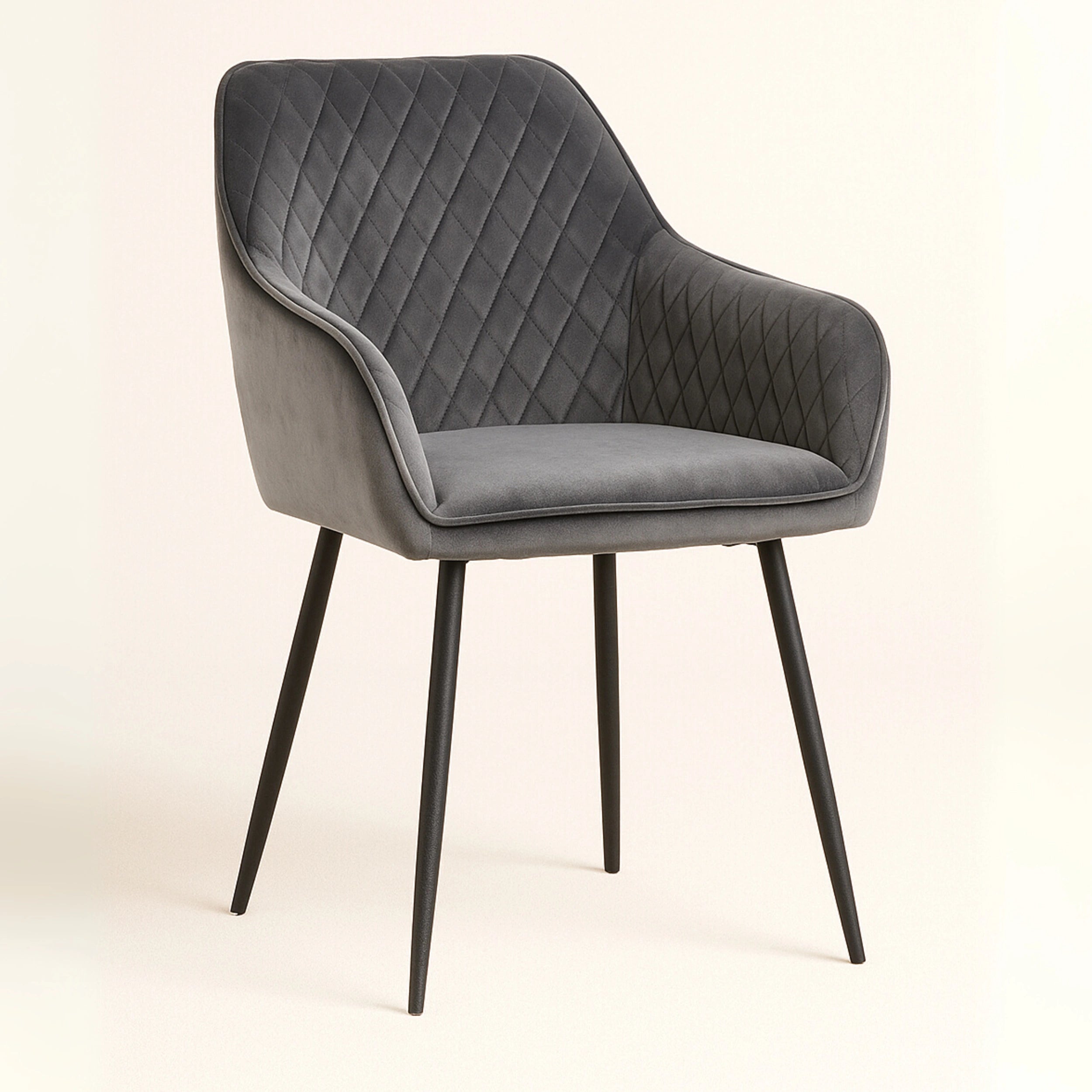 Quilt Upholstered Dining Chair with Wooden Legs