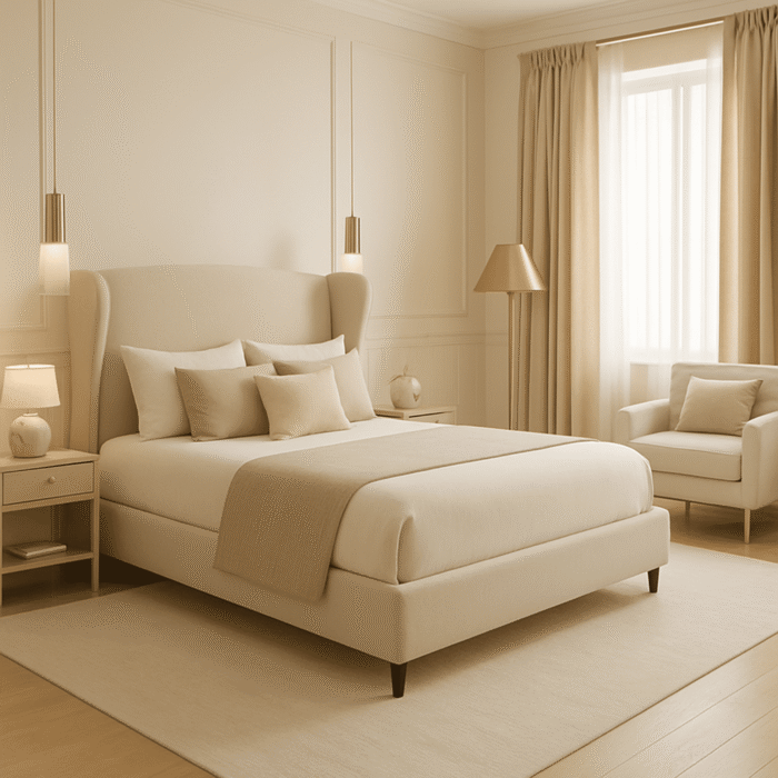 Zeriphine Modern King Size Bed With Upholstered Headboard