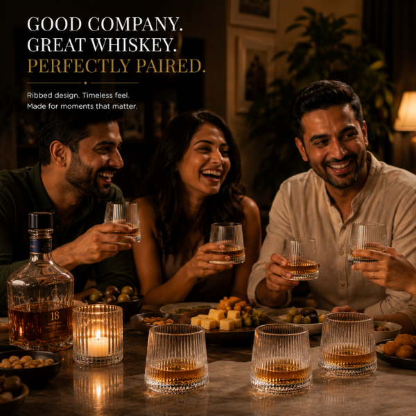 Whirlline Glass Set – 360 Rotatable Modern Drinkware Set of 6