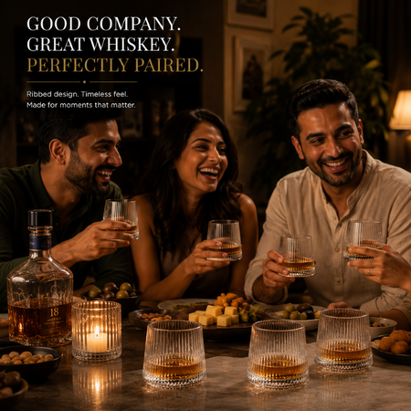 Whirlline Glass Set – 360 Rotatable Modern Drinkware Set of 6