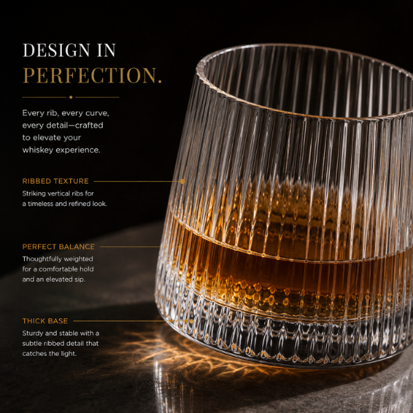 Whirlline Glass Set – 360 Rotatable Modern Drinkware Set of 6