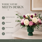 Forest Green Ribbed Ceramic Pedestal Vase