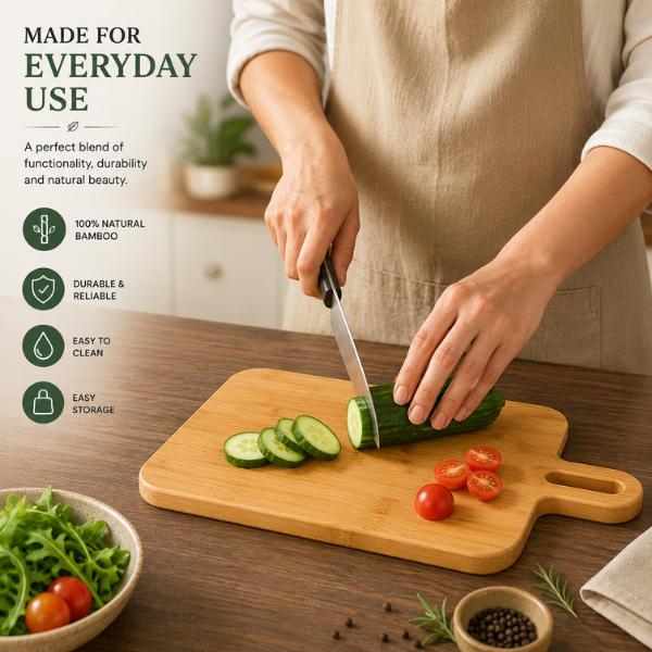 Wooden Bamboo Chopping Board with Long Loop Handle
