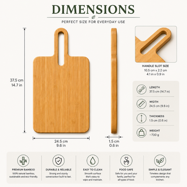 Wooden Bamboo Chopping Board with Long Loop Handle