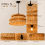 LumaDrop Pendant Light – Handwoven Shaggy Straw Pendant Light