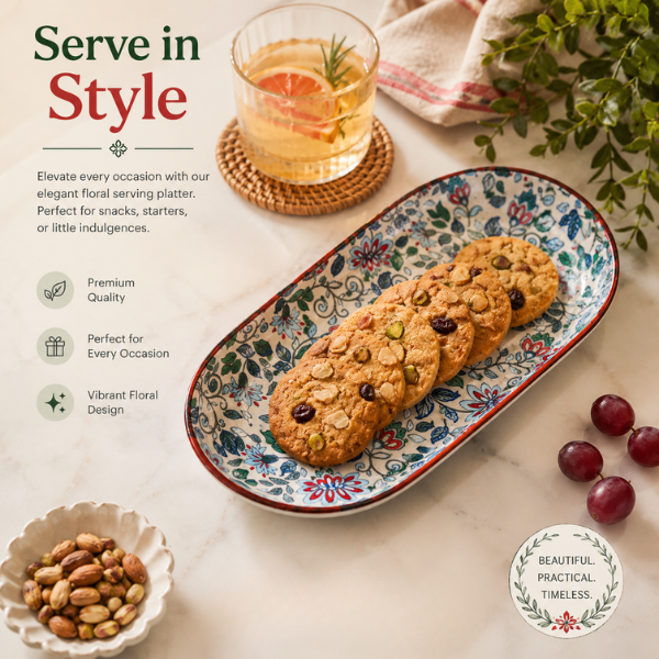 Oakline Wooden Serving Platter | Premium Snack, Bread & Cheese Serving Tray