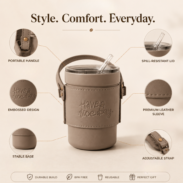 Slate Wander Travel Coffee Mug with Handle & Straw